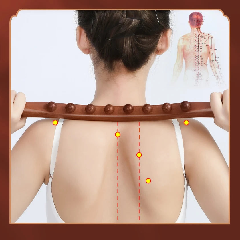 Appareil Massage Dos en Bois, Rouleau Manuel pour Détente et Circulation