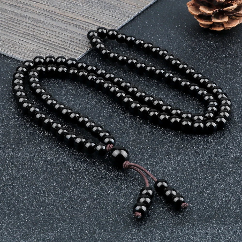 Colliers Mala en Obsidienne Noire, Protection et Méditation