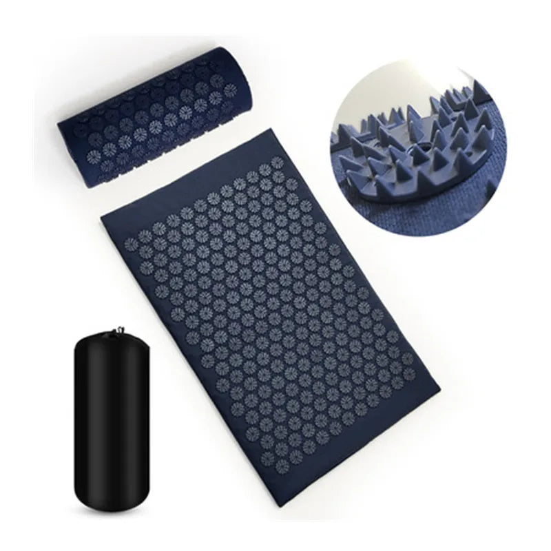 Tapis d'Acupression avec Picots, Parfait pour Relaxation et Fitness (avec coussin et sac)