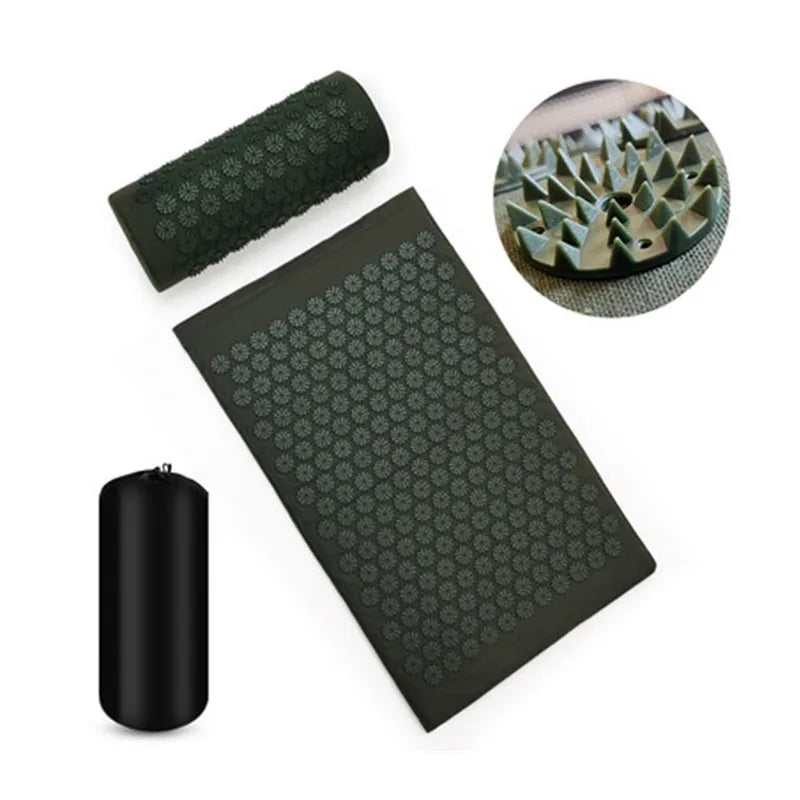 Tapis d'Acupression avec Picots, Parfait pour Relaxation et Fitness (avec coussin et sac)