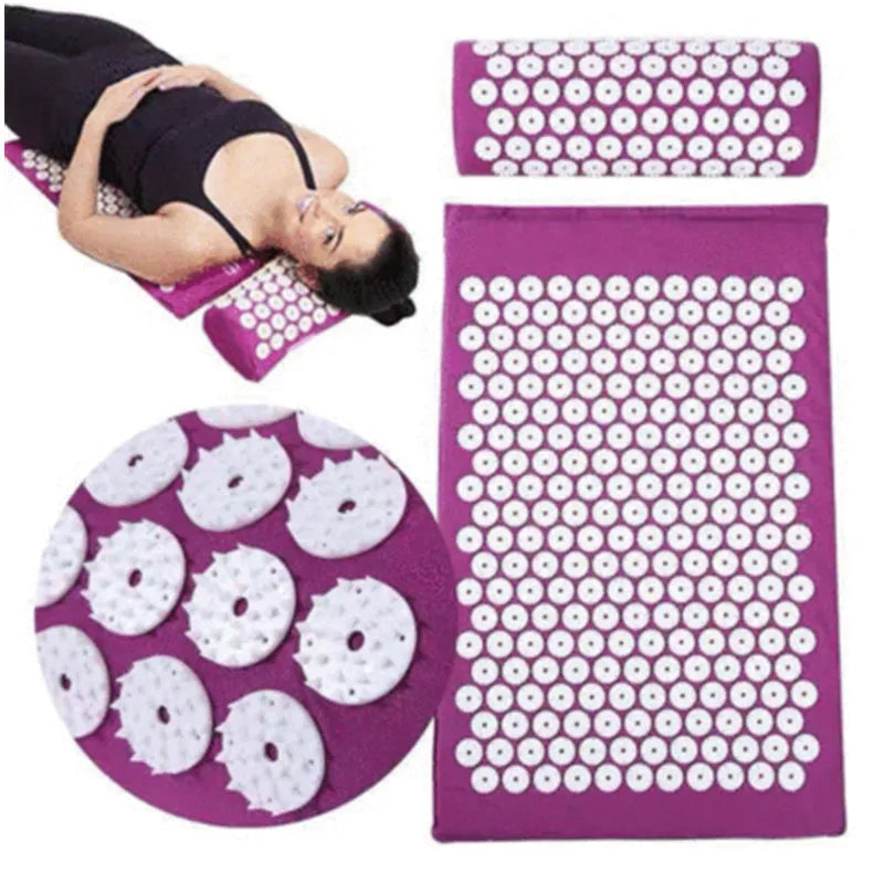 Tapis d'Acupression avec Picots, Parfait pour Relaxation et Fitness (avec coussin et sac)