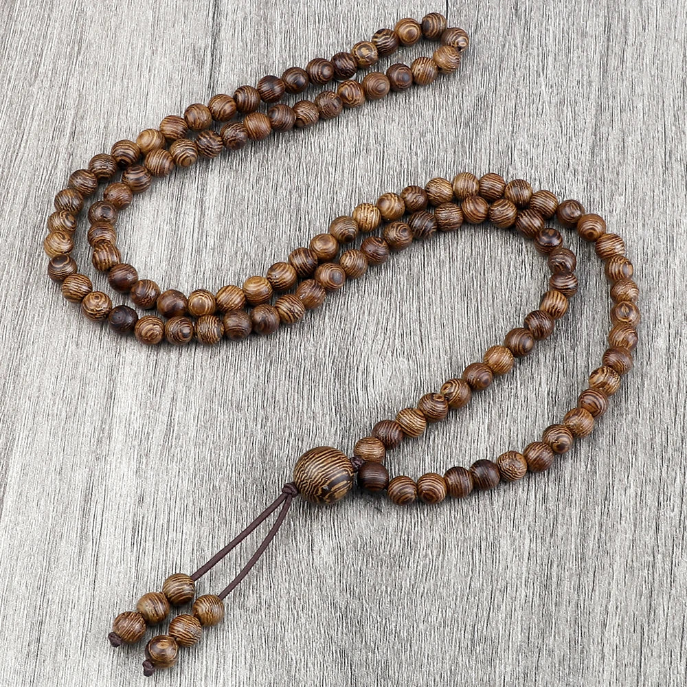 Colliers Mala en Bois Naturel, 108 Perles Spirituelles et Zen