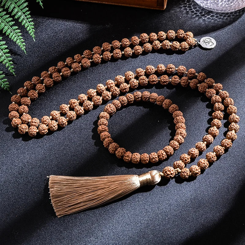 Colliers Mala en Rudraksha 108 Perles, Bracelet et Prière Yoga