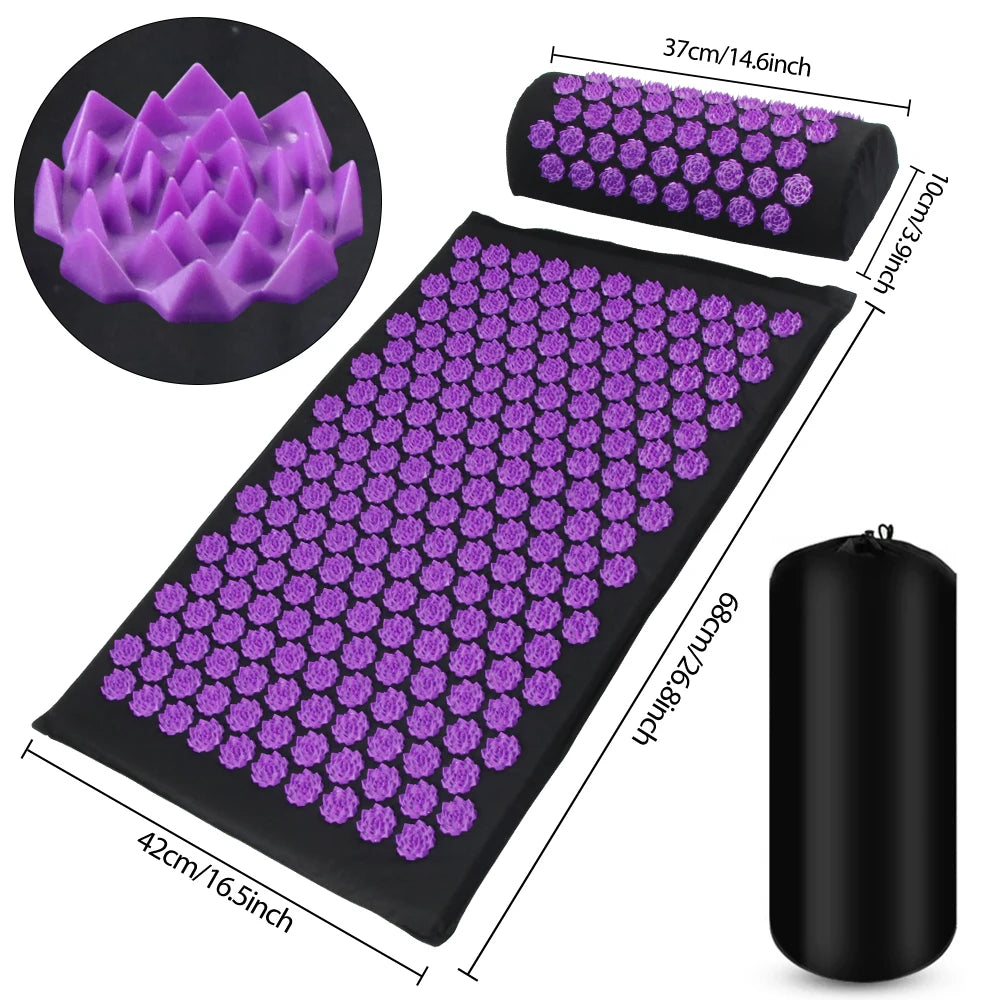Tapis d'Acupression avec Coussin, Soulagement du Dos et du Stress