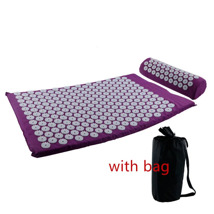 Tapis d'Acupression avec Picots, Parfait pour Relaxation et Fitness (avec coussin et sac)