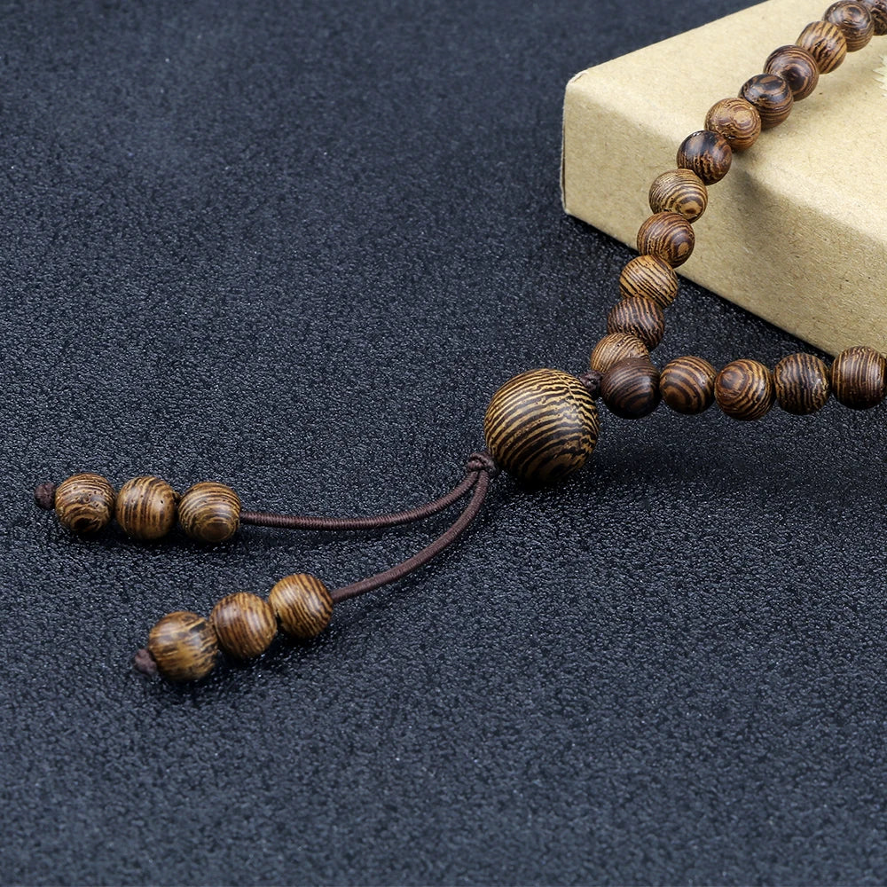 Colliers Mala en Bois Naturel, 108 Perles Spirituelles et Zen