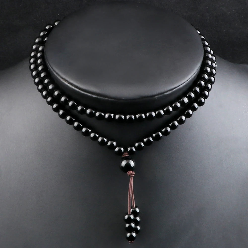 Colliers Mala en Obsidienne Noire, Protection et Méditation
