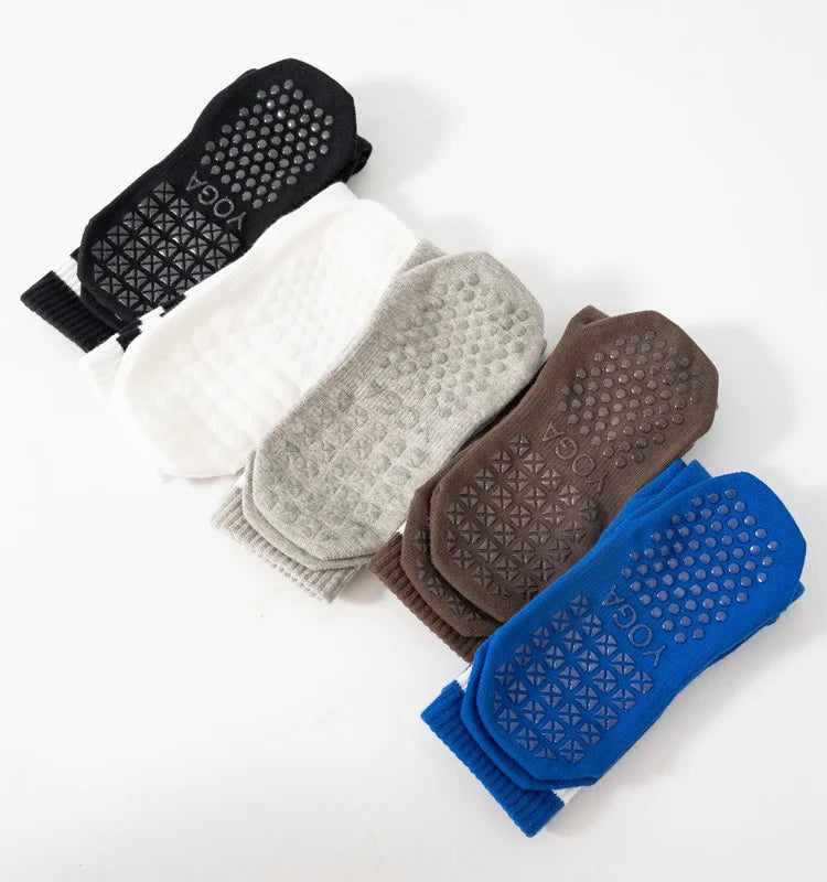 Chaussettes de Yoga Mi-Tube, Adhérence et Confort pour Entraînements - Taille Unique