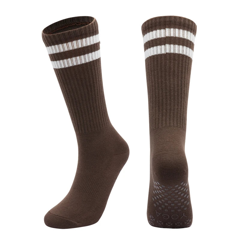 Chaussettes de Yoga Mi-Tube, Adhérence et Confort pour Entraînements - Taille Unique