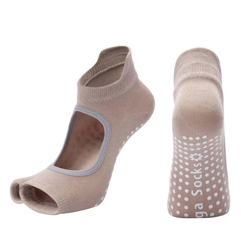 Chaussettes de Yoga Antidérapantes à Deux Doigts, Confort et Stabilité