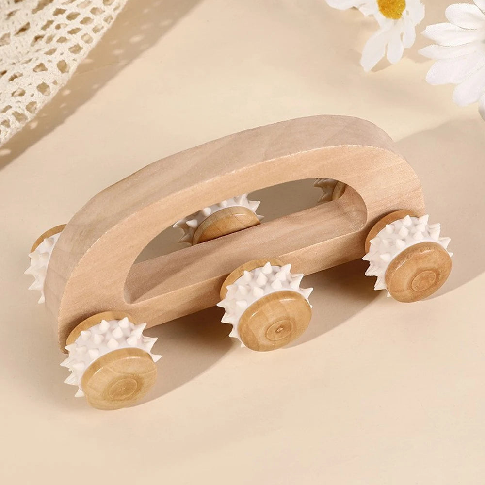 Appareil Massage Dos Manuel, Rouleau en Bois pour Muscles Profonds