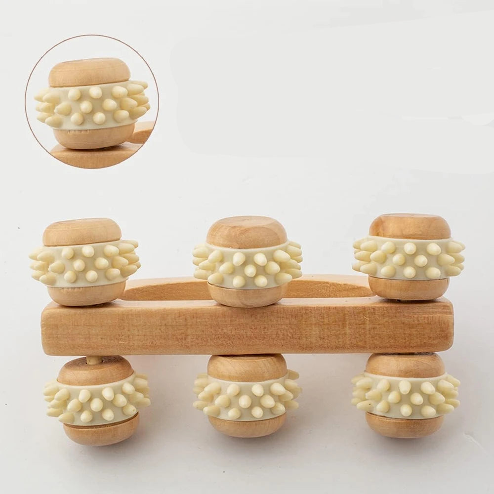 Appareil Massage Dos Manuel, Rouleau en Bois pour Muscles Profonds