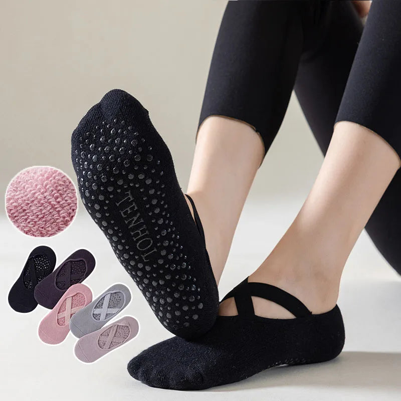 Chaussettes de Yoga en Coton avec Grip, Idéales pour Entraînements