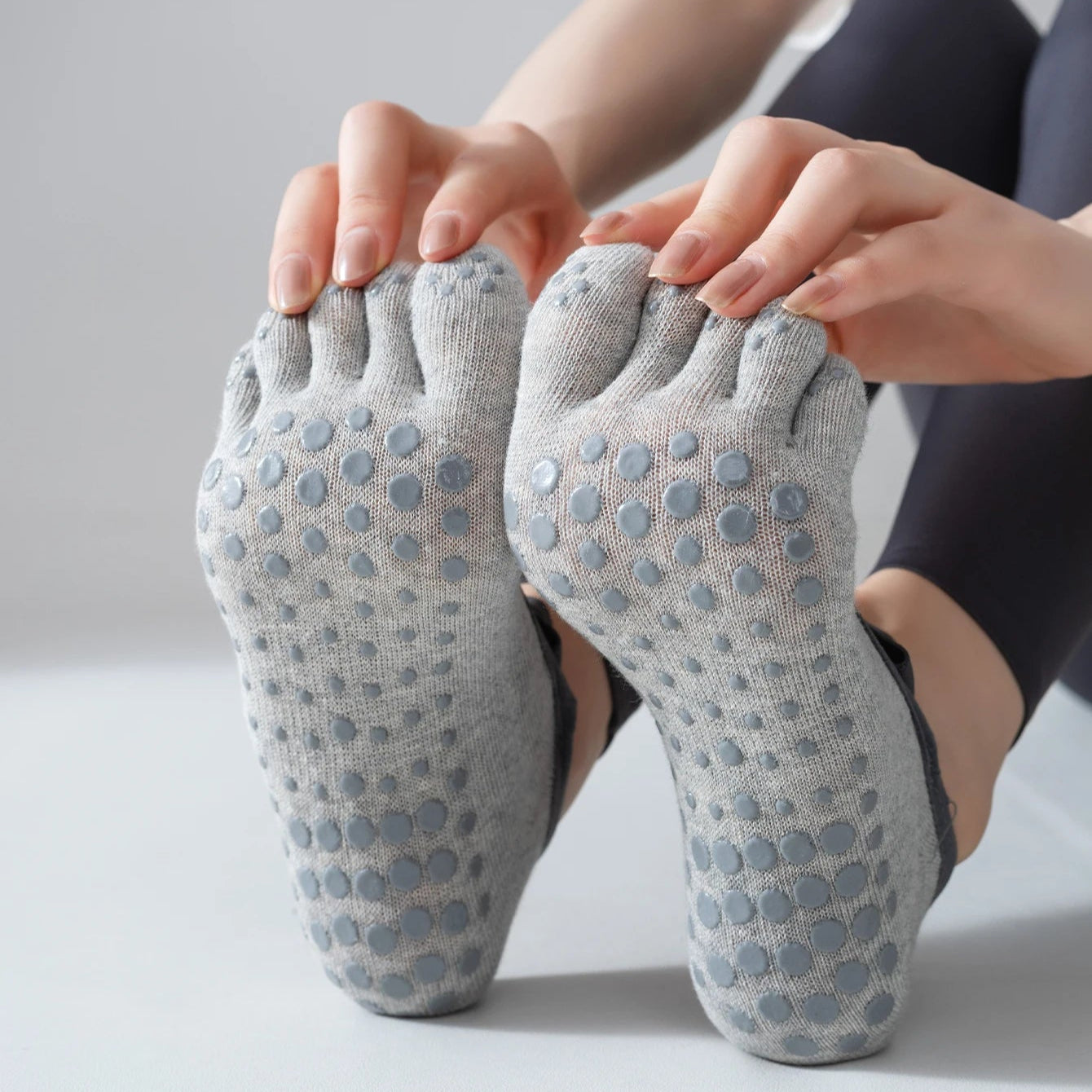 Chaussettes de Yoga à Cinq Doigts, Antidérapantes et Respirantes