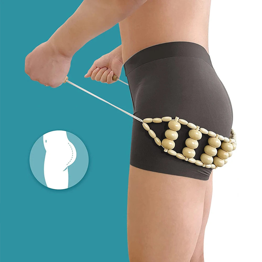 Appareil Massage Dos et Jambes, Rouleau en Bois pour Cellulite et Détente