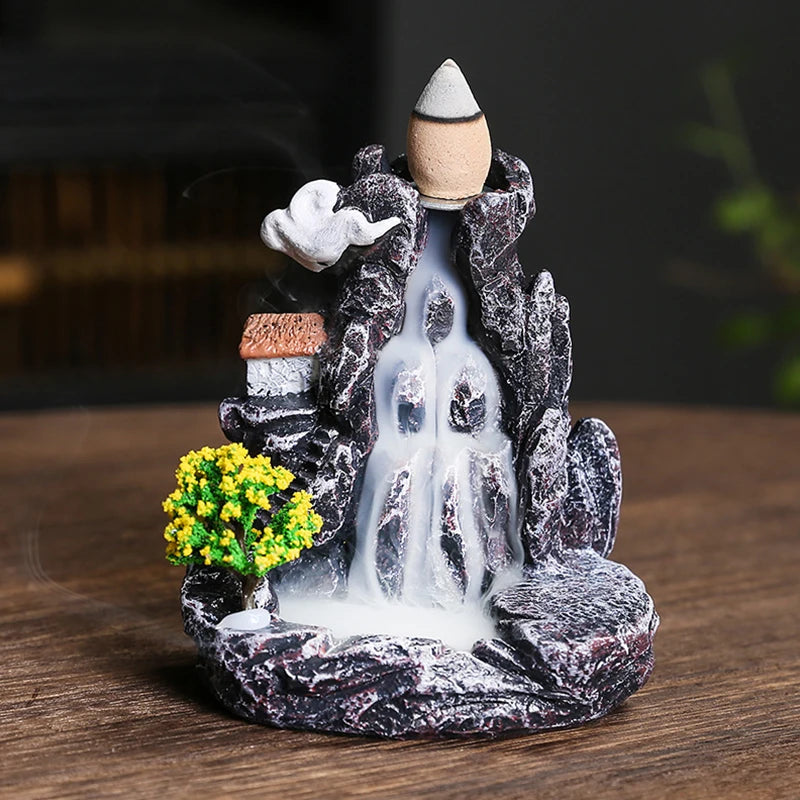 Encensoir Cascade Montagne, Effet Fumée Relaxant pour Yoga