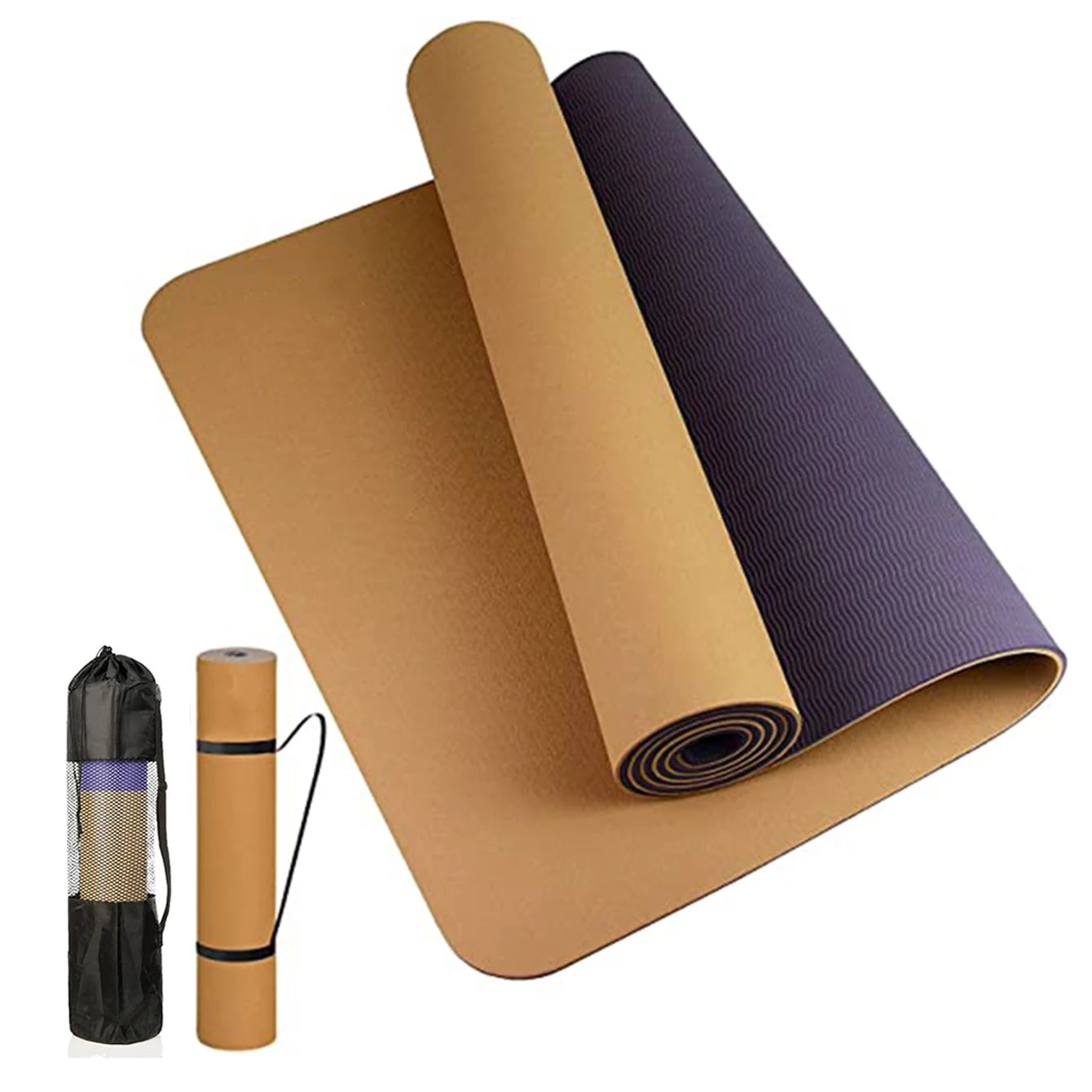 Tapis de Yoga TPE Bicolore, Haute Qualité et Confort Optimal - 180x60cm