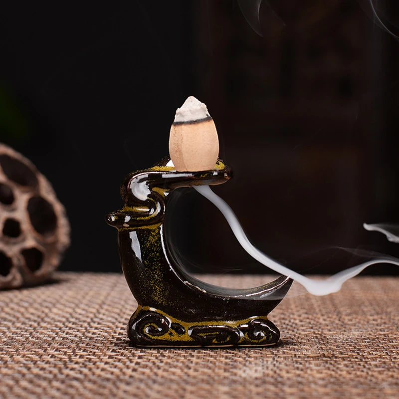 Encensoir Mini Bouddha Cascade, Parfait pour Bureau et Méditation