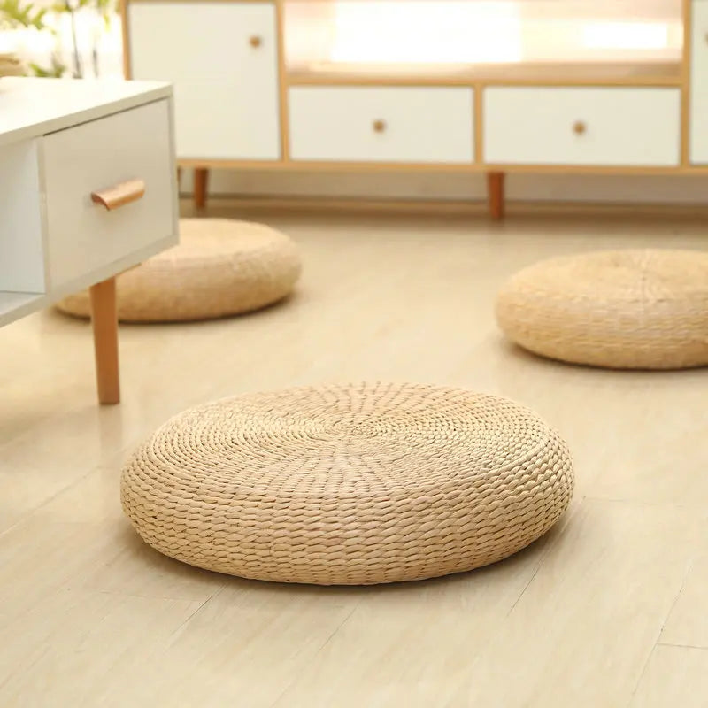 Coussin de Méditation Tatami Rond en Paille Naturelle et Confortable