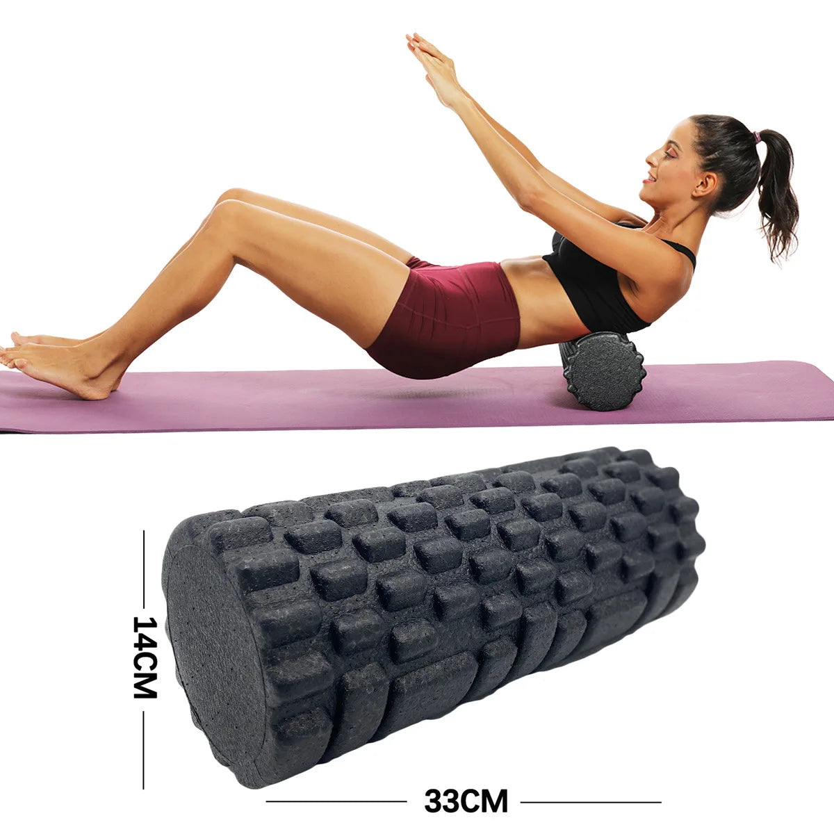 Rouleau Pilates 15/33cm, Idéal pour Massage et Récupération Musculaire