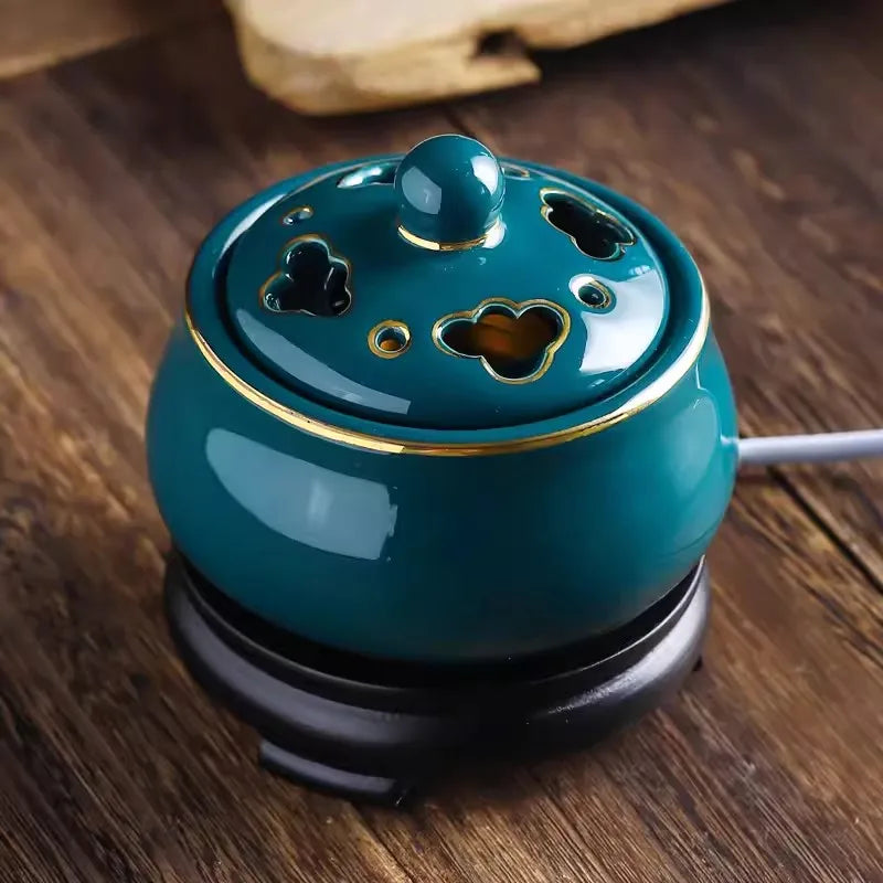 Encensoir Électrique Lotus Bleu, Diffuseur Oudh et Huiles Essentielles