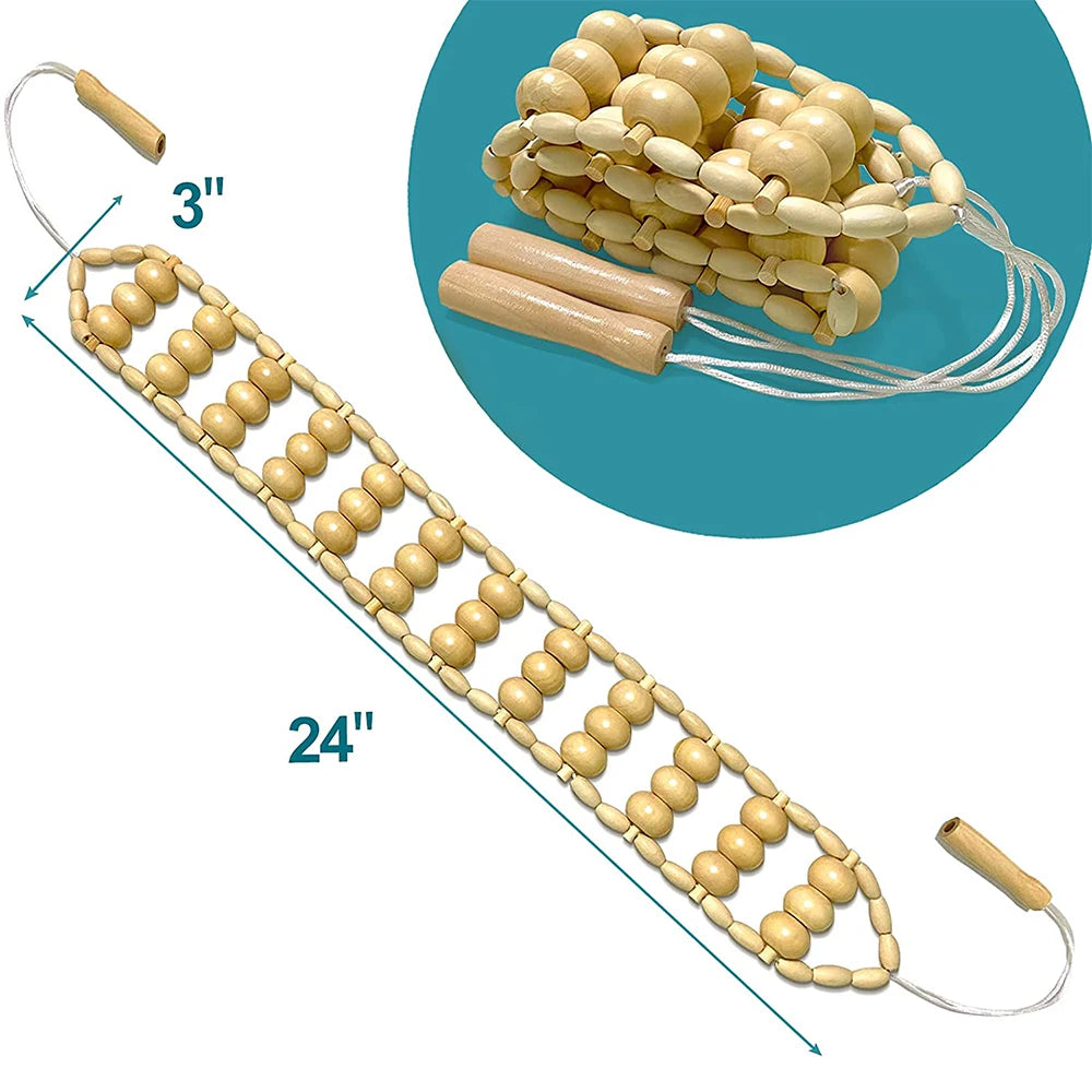 Appareil Massage Dos et Jambes, Rouleau en Bois pour Cellulite et Détente