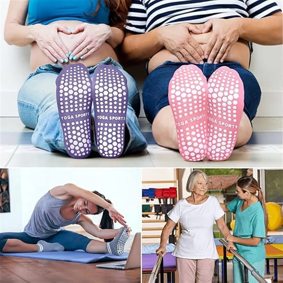 Chaussettes de Yoga avec Double Bandes, Maintien et Adhérence - Taille Unique