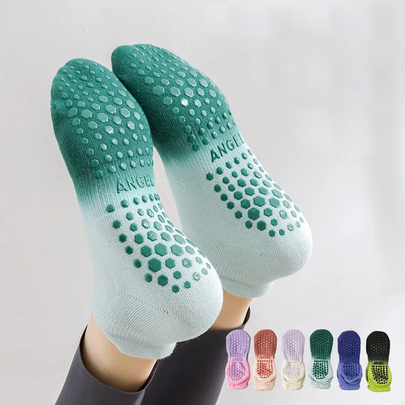 Chaussettes de Yoga en Dégradé de Couleur, Grip Silicone Antiglisse - Taille Unique