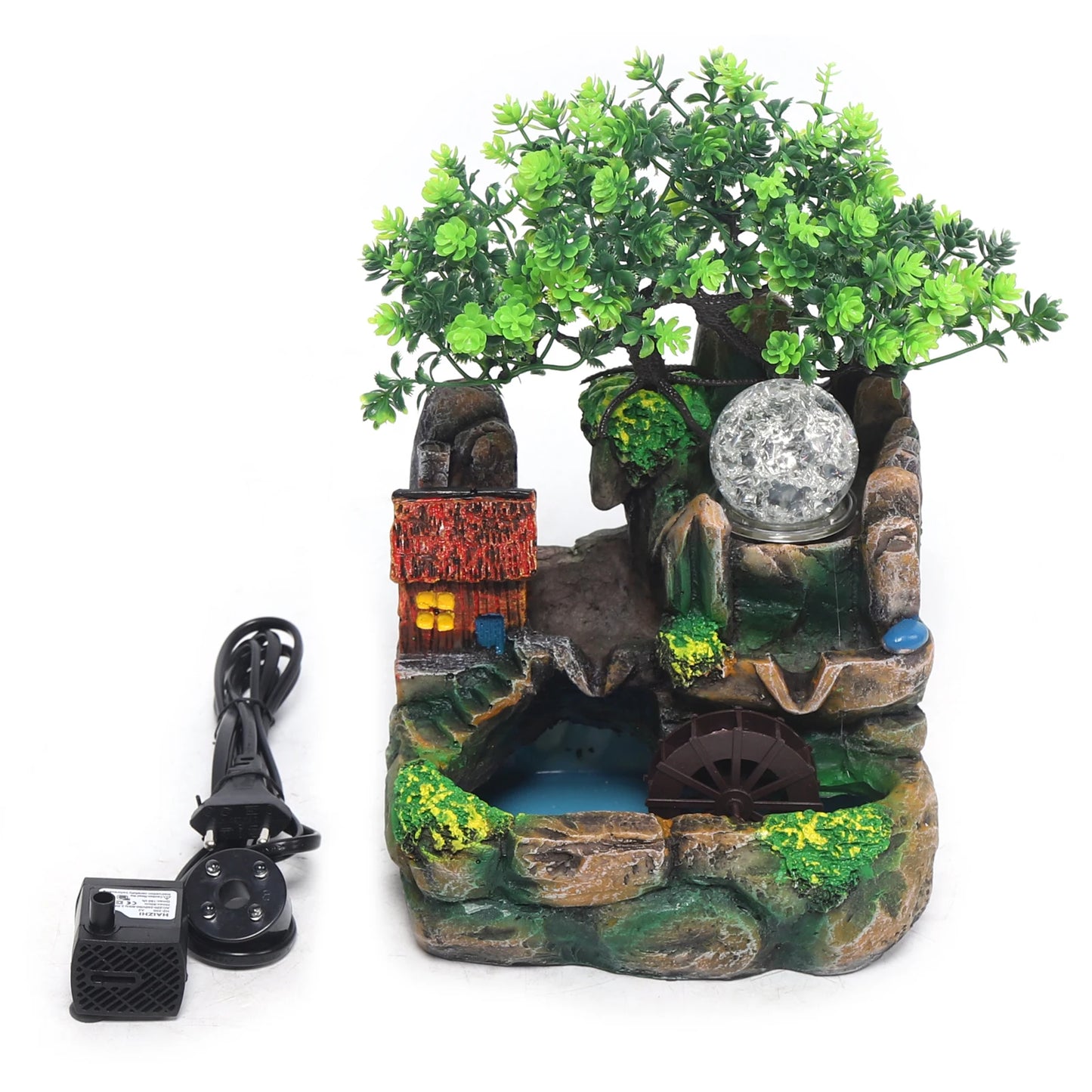 Fontaine d'Intérieur Cascade avec Brume et LED, Décoration Zen