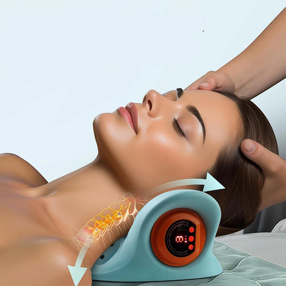 Appareil Massage Cou Électrique, Traction Chauffante et Thérapeutique