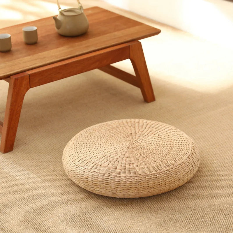 Coussin de Méditation Tatami Rond en Paille Naturelle et Confortable