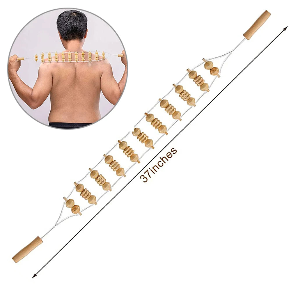 Appareil Massage Dos et Jambes, Rouleau en Bois pour Cellulite et Détente