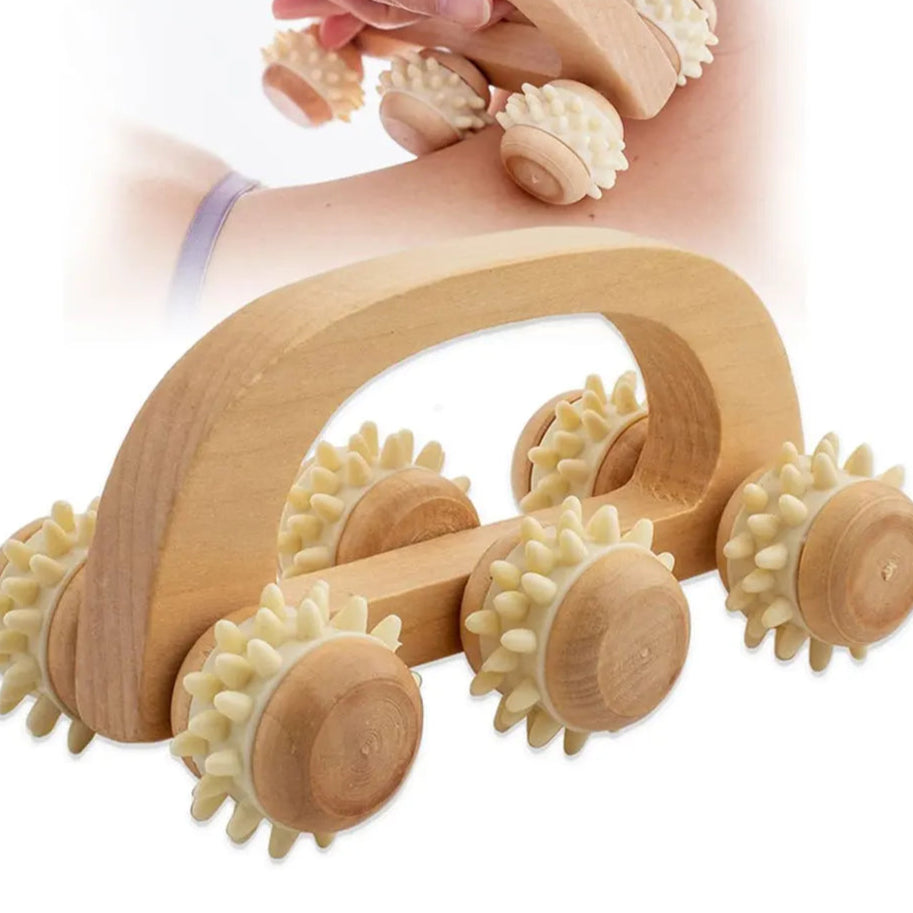 Appareil Massage Dos Manuel, Rouleau en Bois pour Muscles Profonds