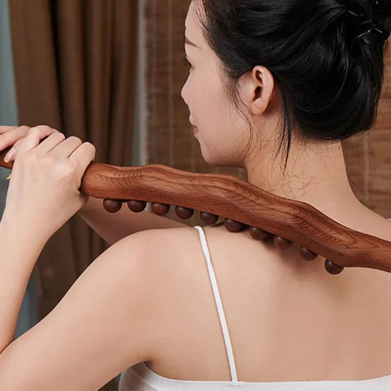 Appareil Massage Dos en Bois, Rouleau Manuel pour Détente et Circulation