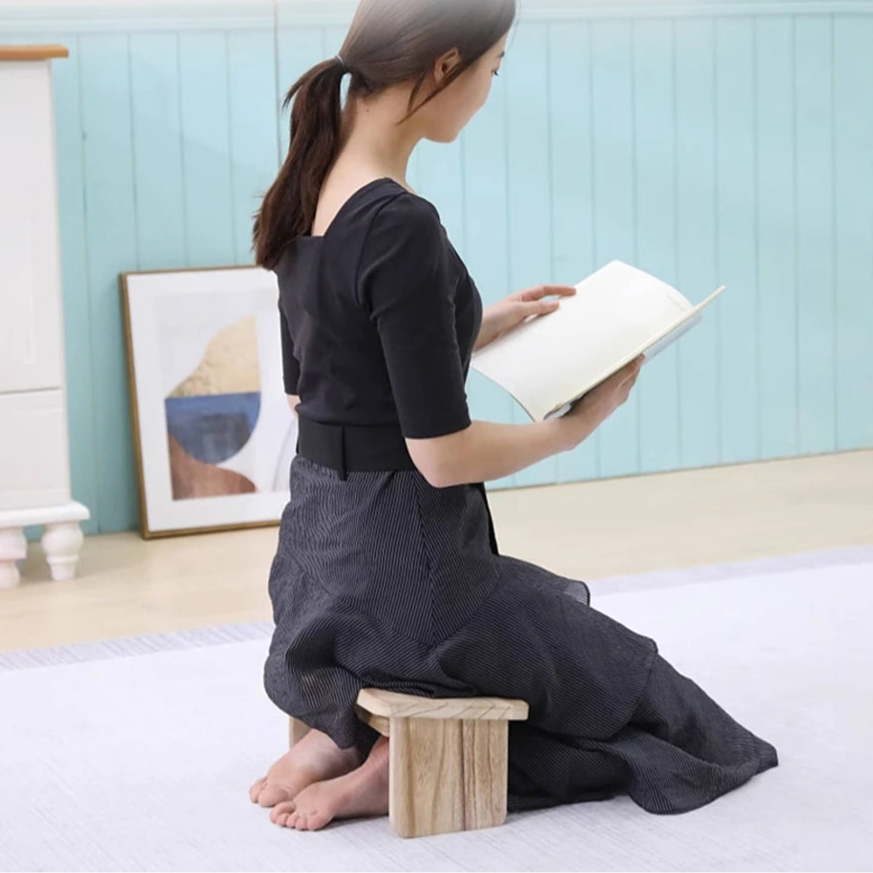 Banc de Méditation Pliable en Bois pour Yoga et Posture Zen