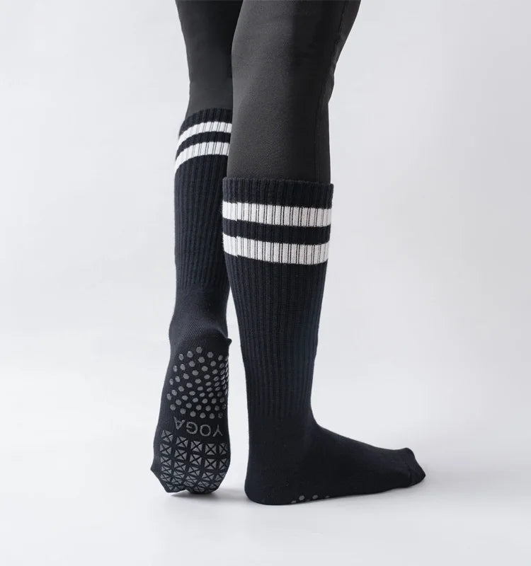 Chaussettes de Yoga Mi-Tube, Adhérence et Confort pour Entraînements - Taille Unique
