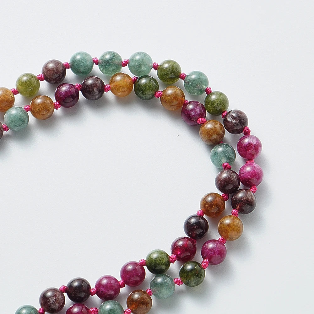 Colliers Mala en Tourmaline Colorée, Bijou Énergétique et Unique