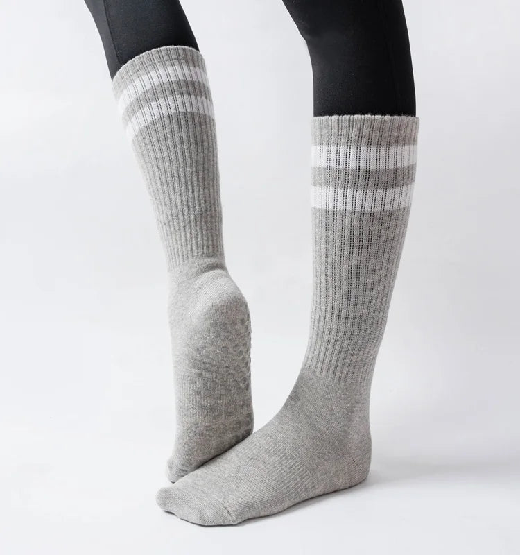 Chaussettes de Yoga Mi-Tube, Adhérence et Confort pour Entraînements - Taille Unique