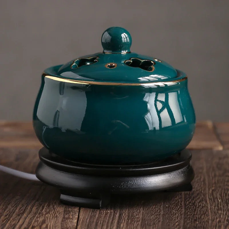 Encensoir Électrique Lotus Bleu, Diffuseur Oudh et Huiles Essentielles