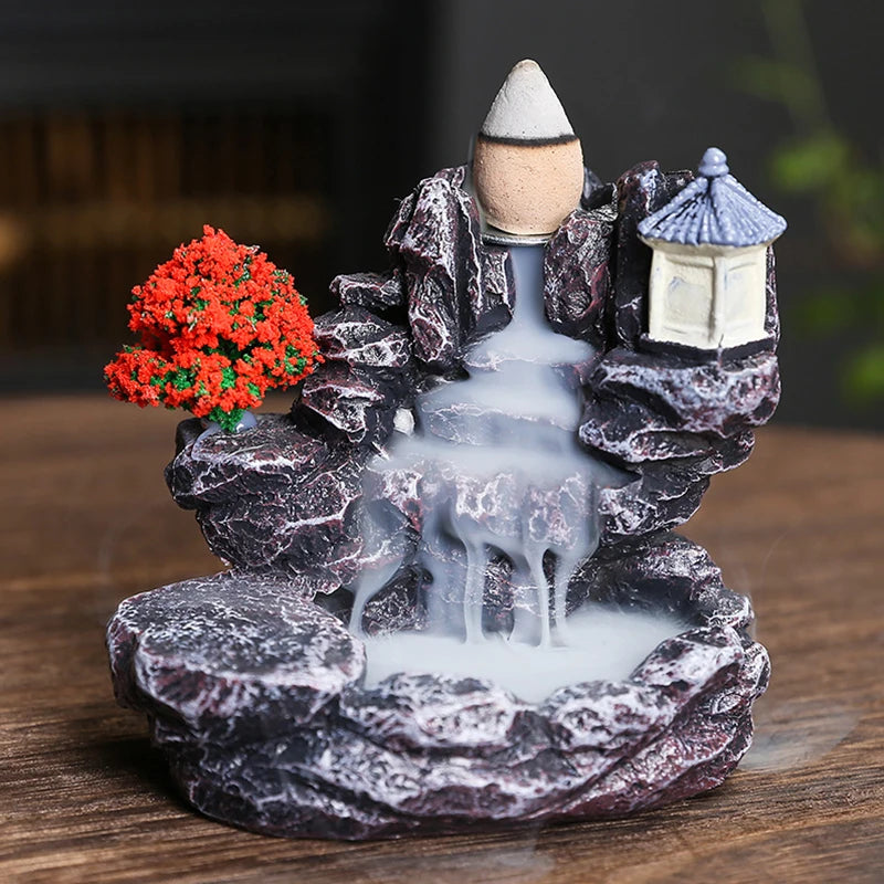 Encensoir Cascade Montagne, Effet Fumée Relaxant pour Yoga