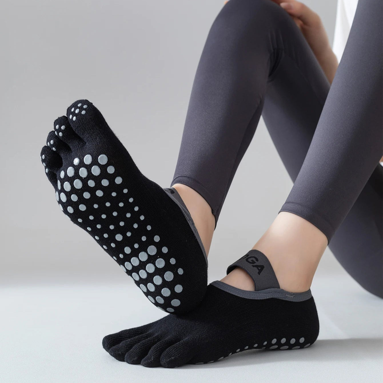 Chaussettes de Yoga à Cinq Doigts, Antidérapantes et Respirantes