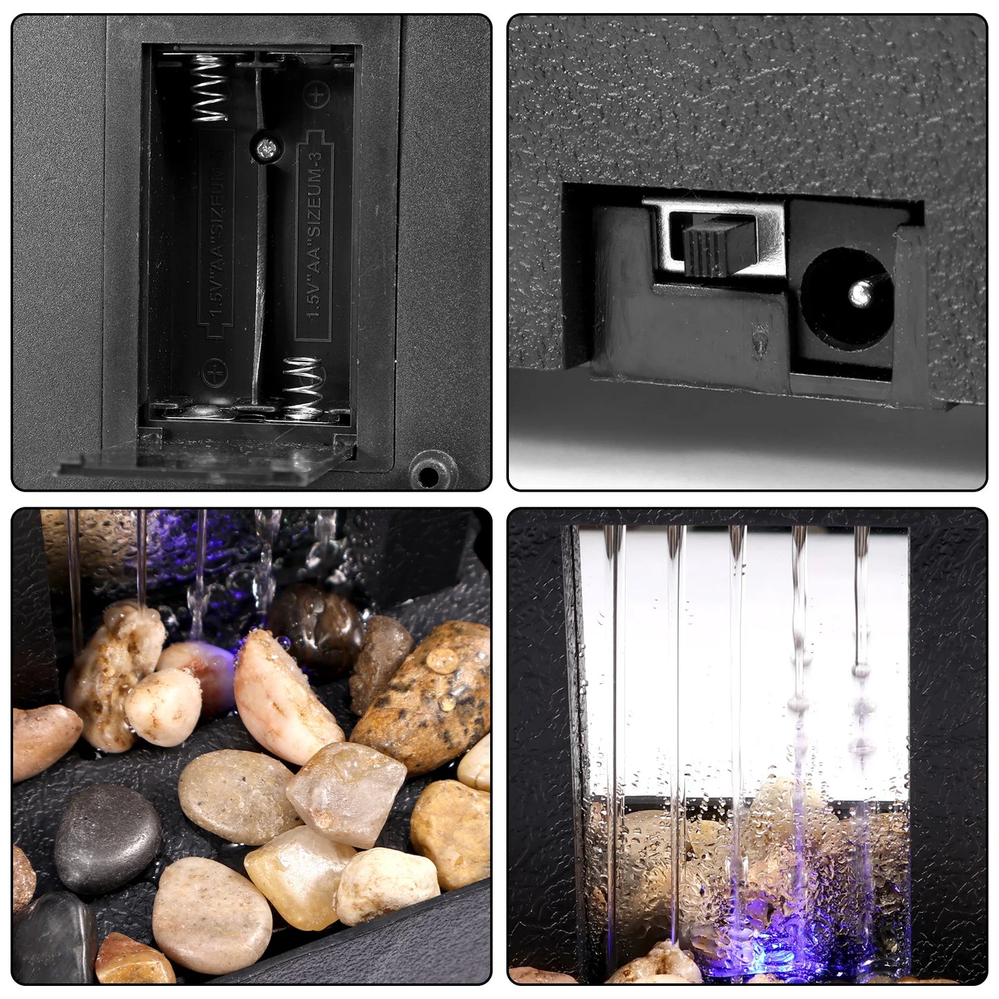 Fontaine d'Intérieur en Pierre avec LED, Atmosphère Relaxante