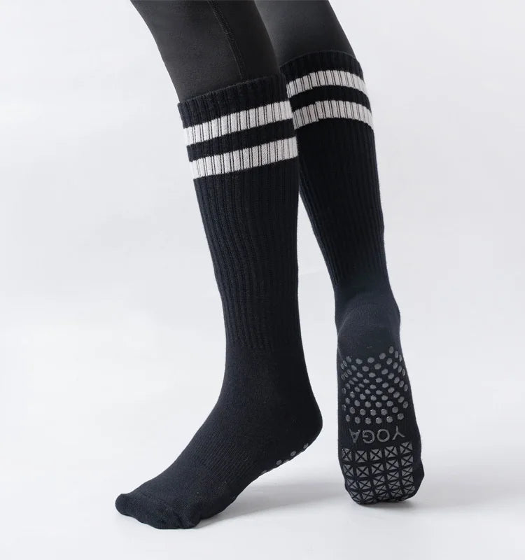Chaussettes de Yoga Mi-Tube, Adhérence et Confort pour Entraînements - Taille Unique