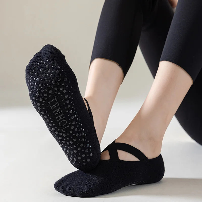 Chaussettes de Yoga en Coton avec Grip, Idéales pour Entraînements