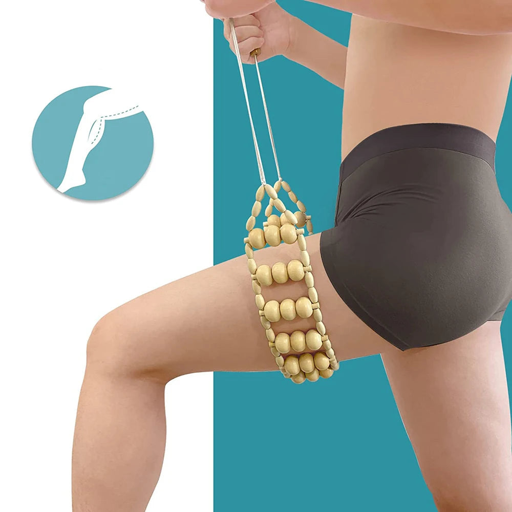 Appareil Massage Dos et Jambes, Rouleau en Bois pour Cellulite et Détente
