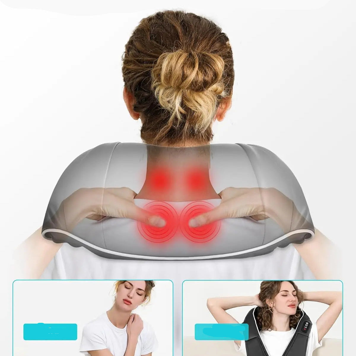 Appareil Massage Cou et Épaules, Coussin Chauffant à Pétrissage