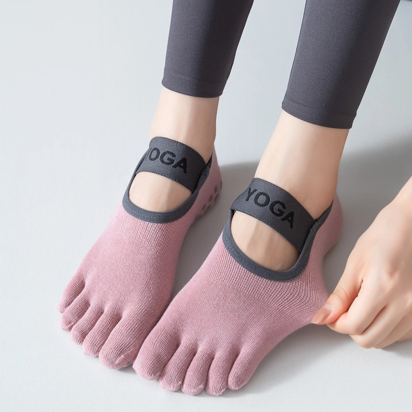 Chaussettes de Yoga à Cinq Doigts, Antidérapantes et Respirantes