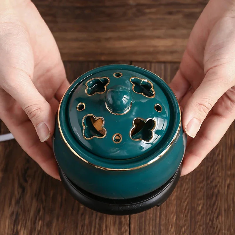 Encensoir Électrique Lotus Bleu, Diffuseur Oudh et Huiles Essentielles