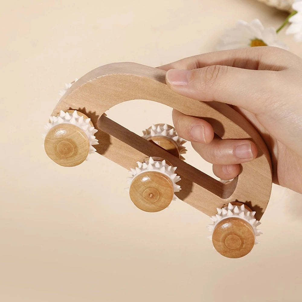 Appareil Massage Dos Manuel, Rouleau en Bois pour Muscles Profonds