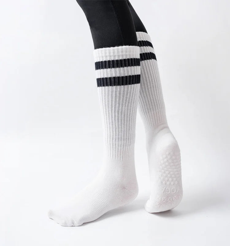 Chaussettes de Yoga Mi-Tube, Adhérence et Confort pour Entraînements - Taille Unique